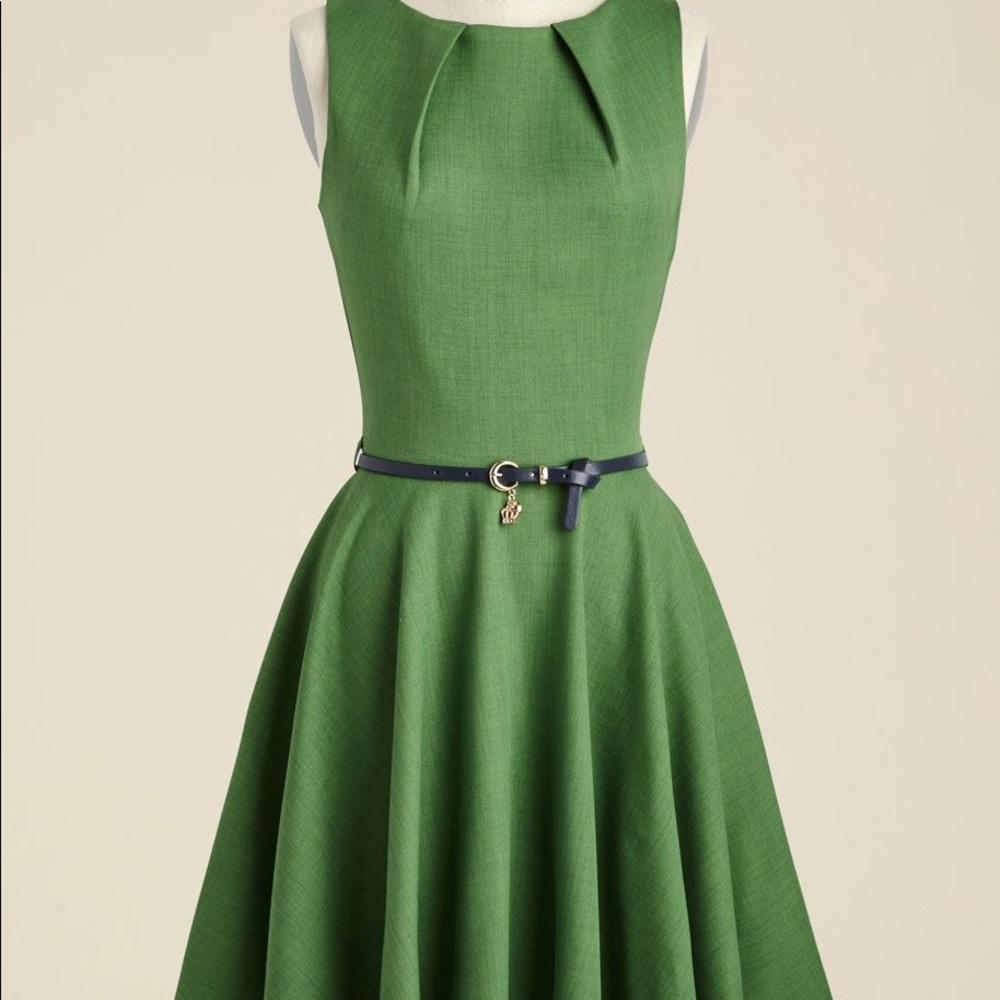 Green fit and flare dress